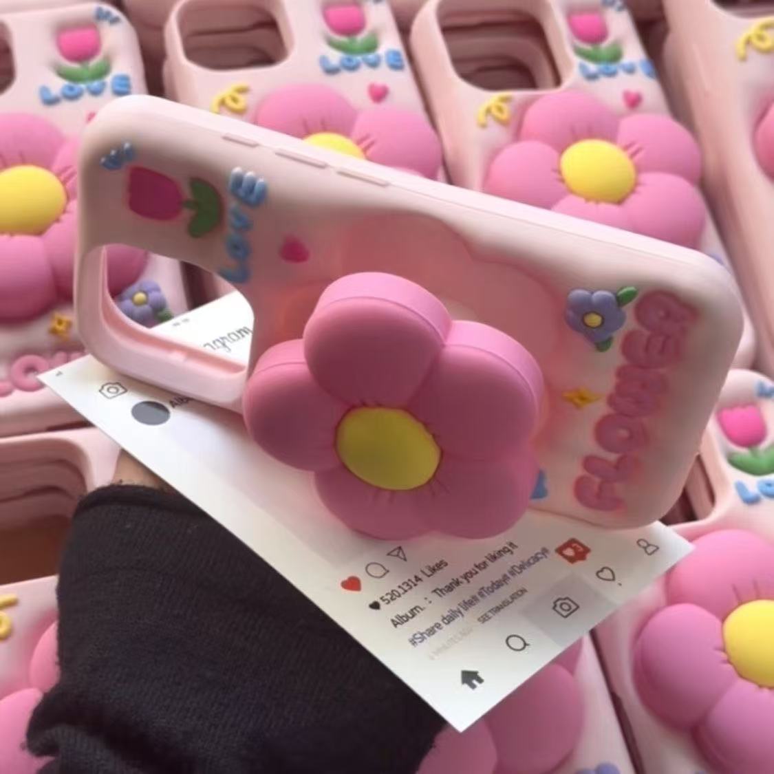 Trendy 3D Flower iPhone Case with Kickstand