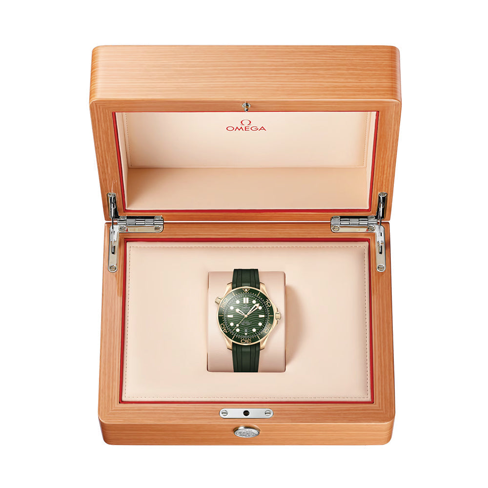 Seamaster Diver 300M Moonshine™ Goud 42mm - Groen op rubberband
