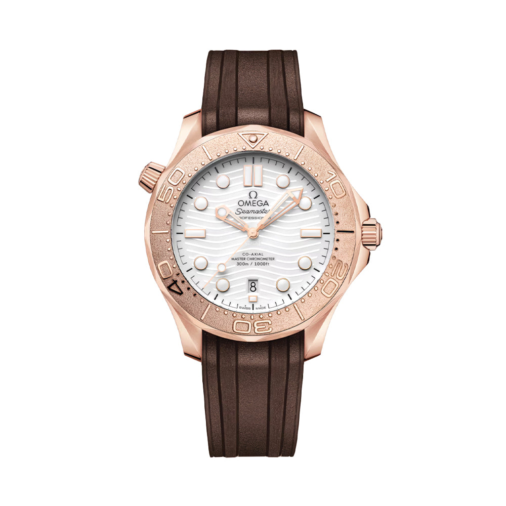 Seamaster Diver 300M Sedna™ Goud 42 mm - Wit op rubberband
