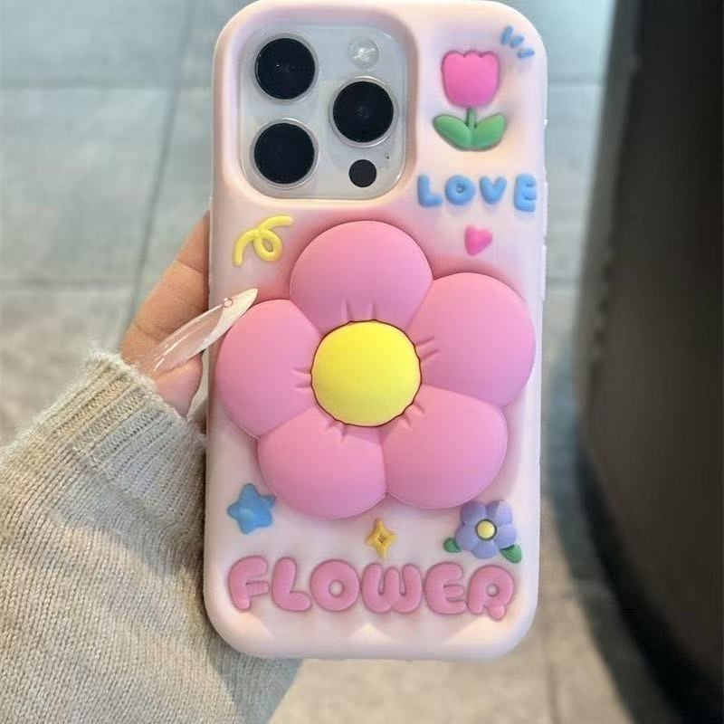 Trendy 3D Flower iPhone Case with Kickstand