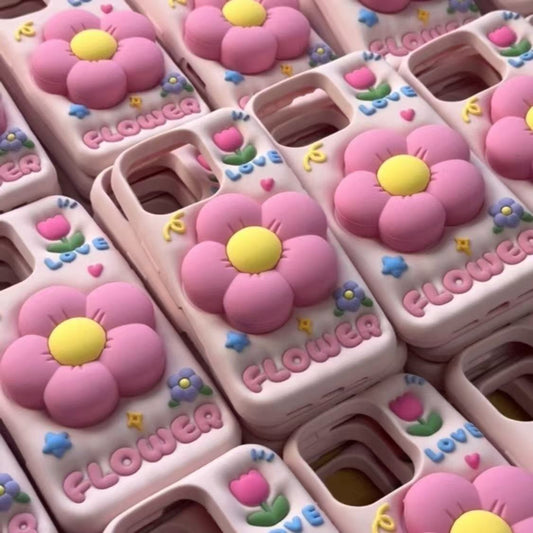 Trendy 3D Flower iPhone Case with Kickstand