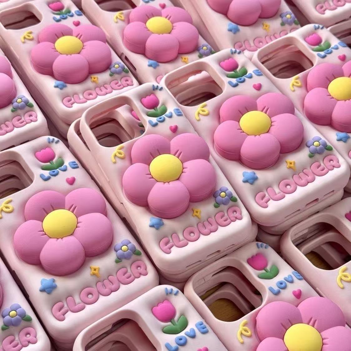 Trendy 3D Flower iPhone Case with Kickstand