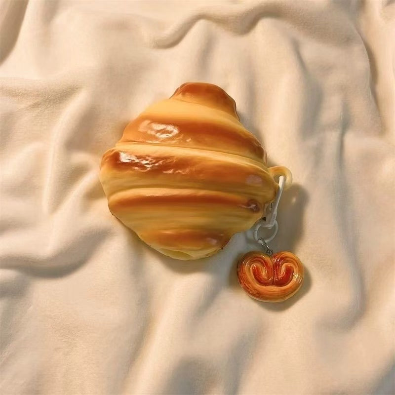 Milk flavor fun silicone 3D cow horn bread  Earphone Case