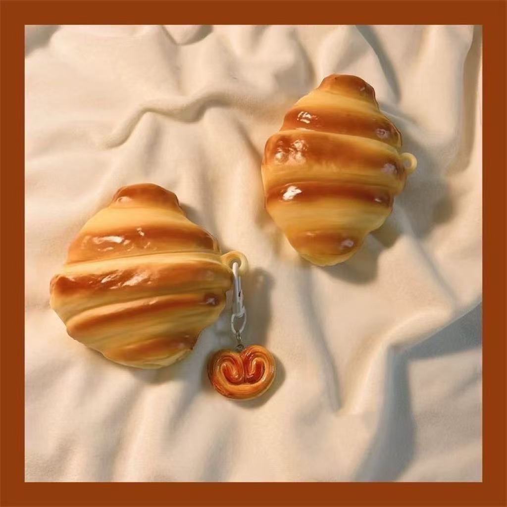 Milk flavor fun silicone 3D cow horn bread  Earphone Case