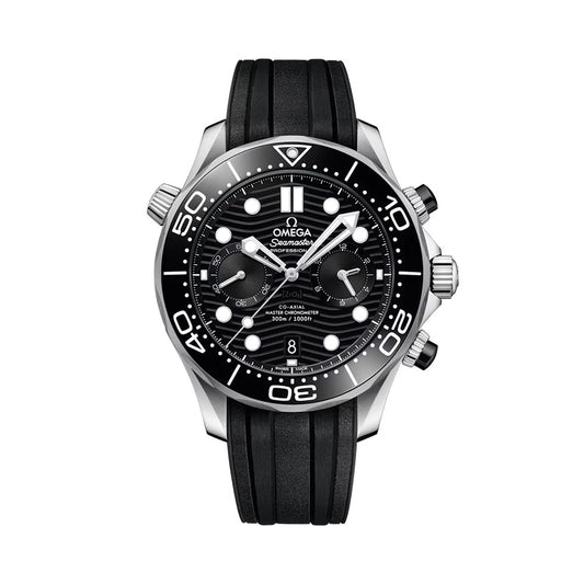 Seamaster Diver 300M Chronograph 44 мм - чорний на гумовому ремінці
