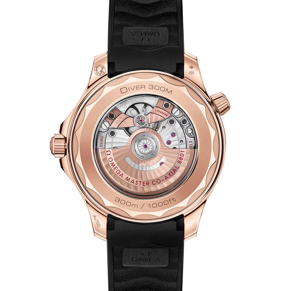 Seamaster Diver 300M Sedna™ Gold 42 mm - Noir sur bracelet en caoutchouc