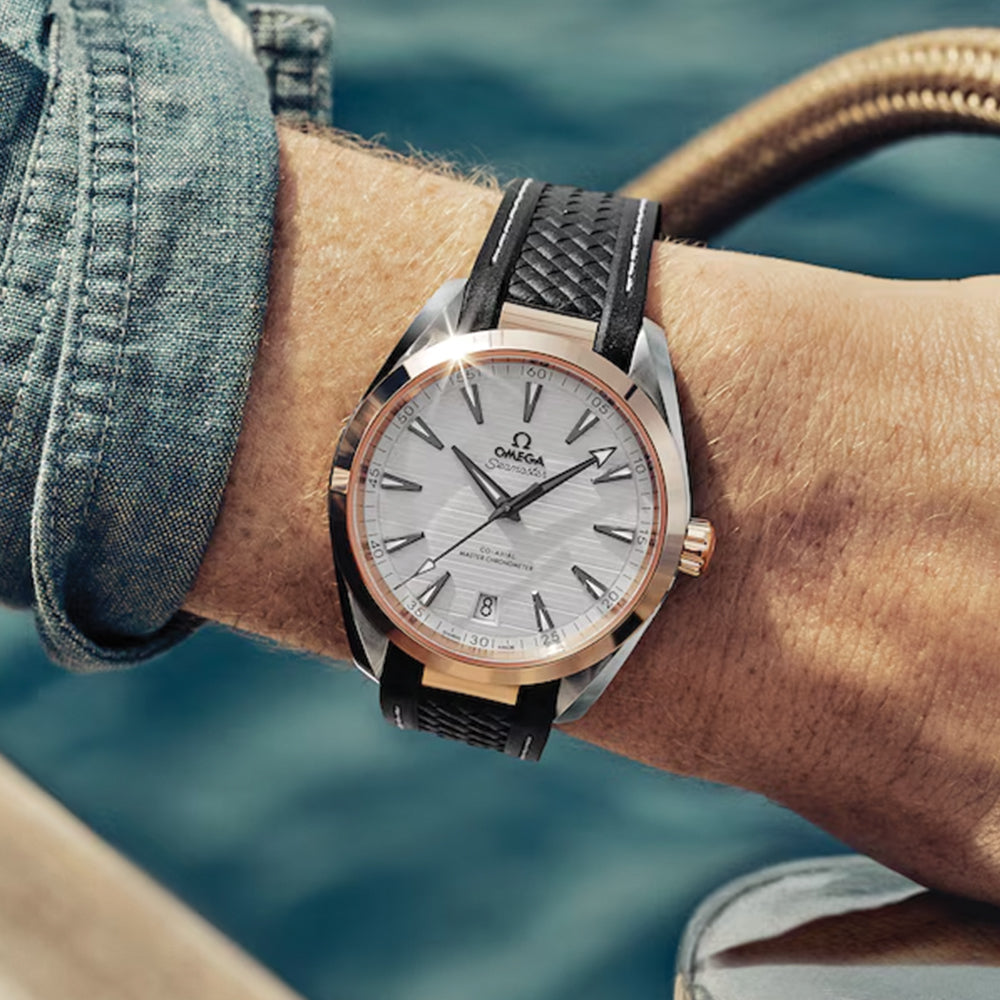 Seamaster Aqua Terra 150M Staal en Sedna™ Goud 41 mm - Silwer op rubberband
