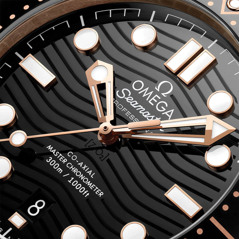 Seamaster Diver 300M Sedna™ Gold 42 mm - Noir sur bracelet en caoutchouc