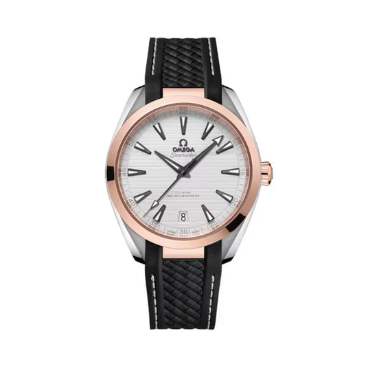 Seamaster Aqua Terra 150M Steel and Sedna™ Gold 41mm - Silver on Rubber Strap