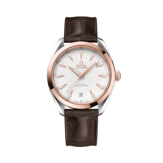 Seamaster Aqua Terra 150M Steel and Sedna? Gold 41mm - Silver on Leather Strap