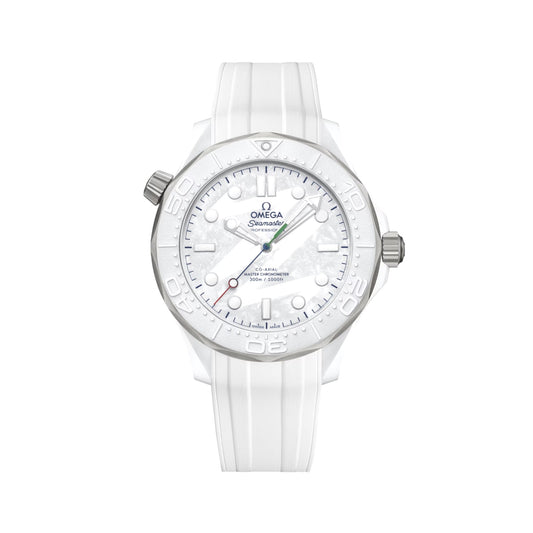 Seamaster Diver 300M Paralympic Milano Cortina 2026 43,5 мм - білий на гумовому ремінці