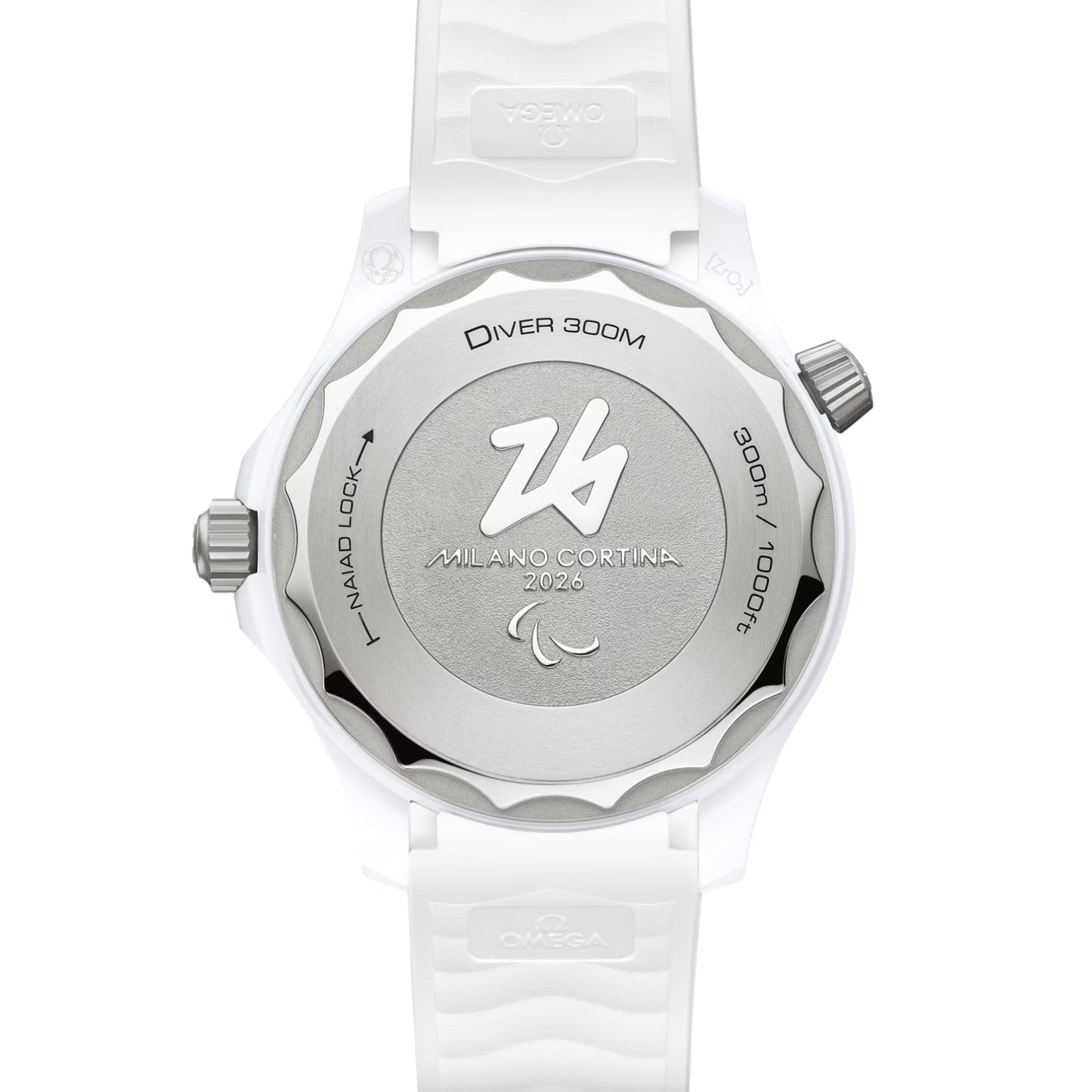 Seamaster Diver 300M Paralympic Milano Cortina 2026 43.5mm - White on Rubber Strap