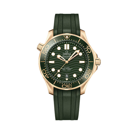 Seamaster Diver 300M Moonshine™ Gold 42 мм - зелений на гумовому ремінці