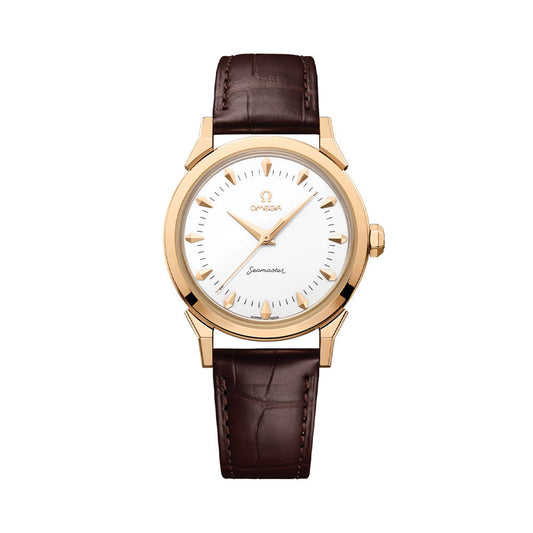 Seamaster Heritage Milano Cortina 2026 Moonshine??￠ Gold 37mm - White on Leather Strap