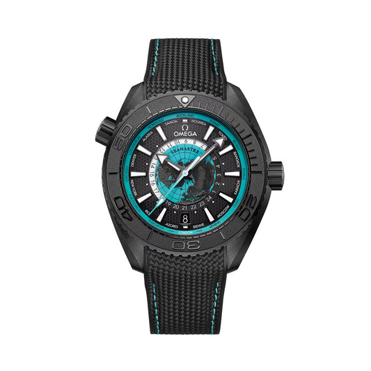Seamaster Planet Ocean 600M Black Ceramic 45,5 мм - чорний і бірюзовий на гумовому ремінці