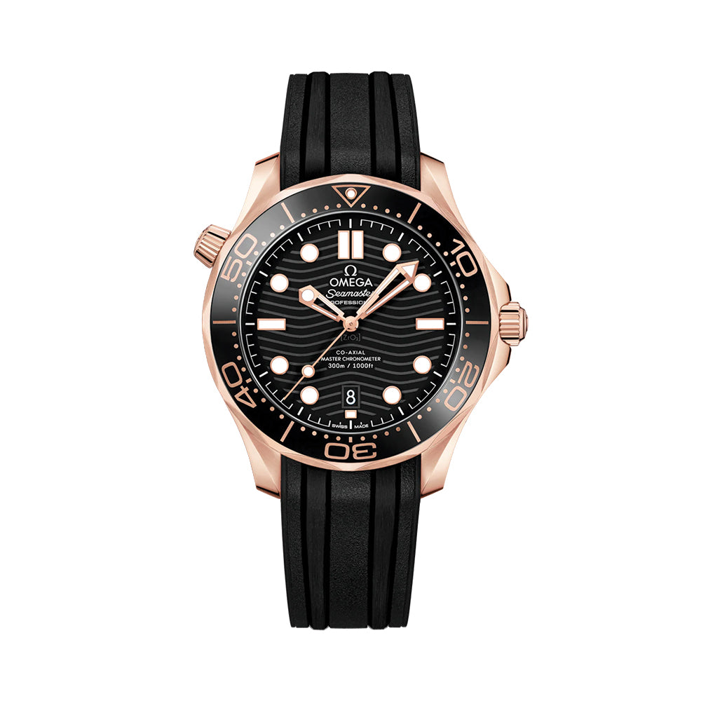 Seamaster Diver 300M Sedna™ Gold 42 mm - Noir sur bracelet en caoutchouc