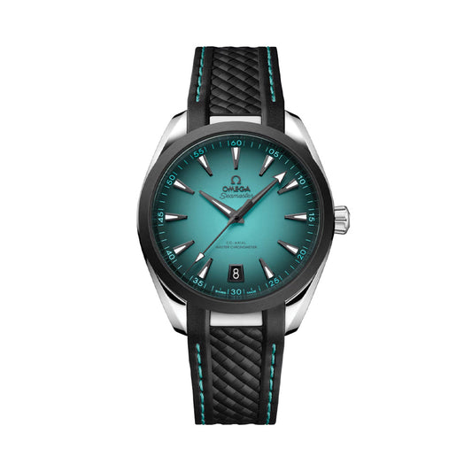 Seamaster Aqua Terra 150M 41 мм - бірюзовий на гумовому ремінці