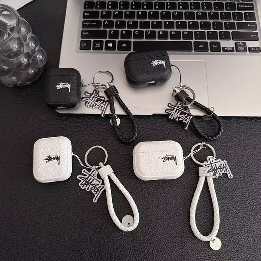 Lichee Grain Logo AirPod-tas met gevlegte band
