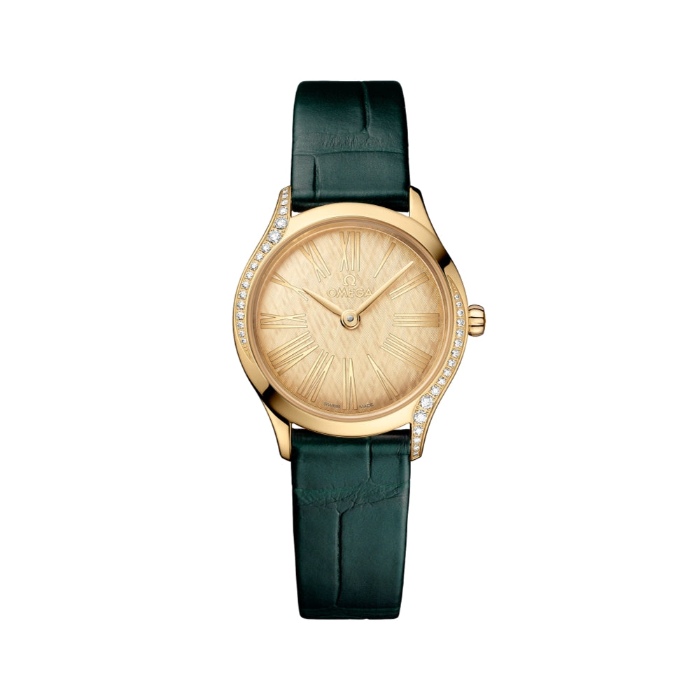 De Ville Mini Trésor Diamonds Quartz 26mm - Goud op leerband