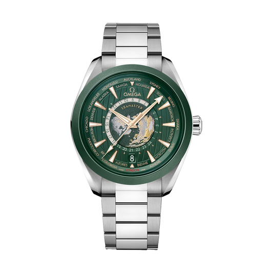 Seamaster Aqua Terra 150M GMT Worldtimer 43 мм - зелений на браслеті