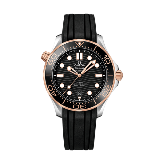 Seamaster Diver 300M Stainless Steel and Sedna Gold 42mm - Black on Rubber Strap