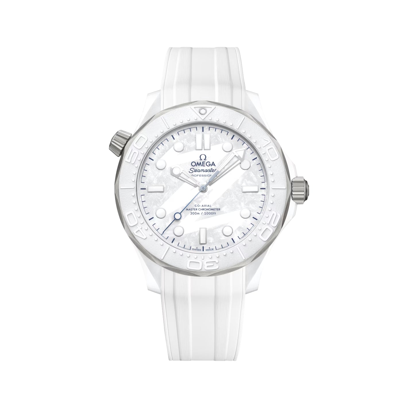 Seamaster Diver 300M Milano Cortina 2026 43.5mm - White on Rubber Strap