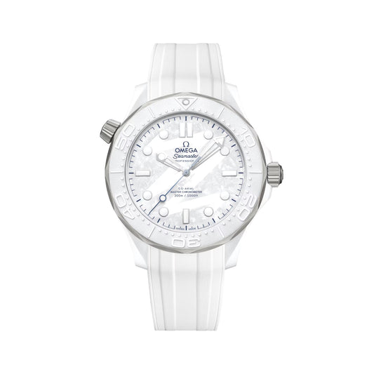 Seamaster Diver 300M Milano Cortina 2026 43,5 мм - білий на гумовому ремінці