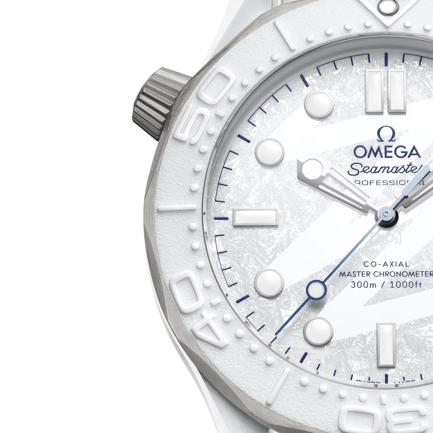 Seamaster Diver 300M Milano Cortina 2026 43.5mm - White on Rubber Strap