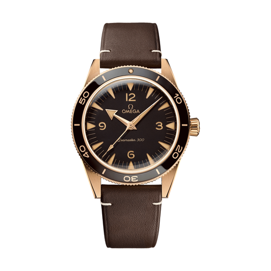 Seamaster 300 Bronze Gold 41 мм - коричневий на шкіряному ремінці
