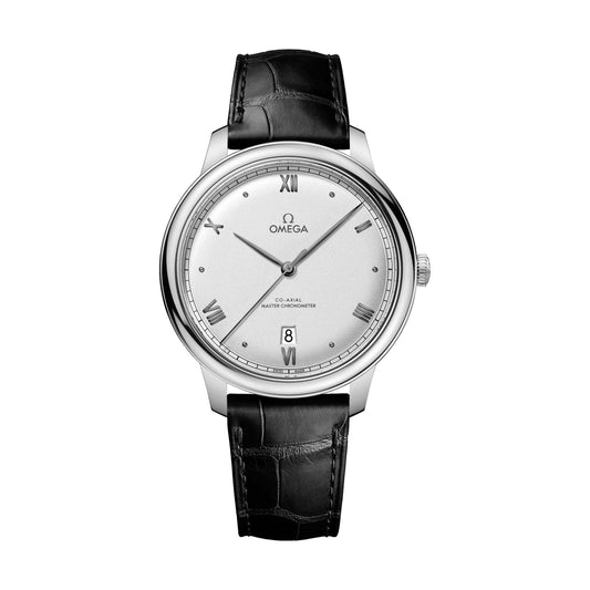 De Ville Prestige 40mm - Silwer op leerband